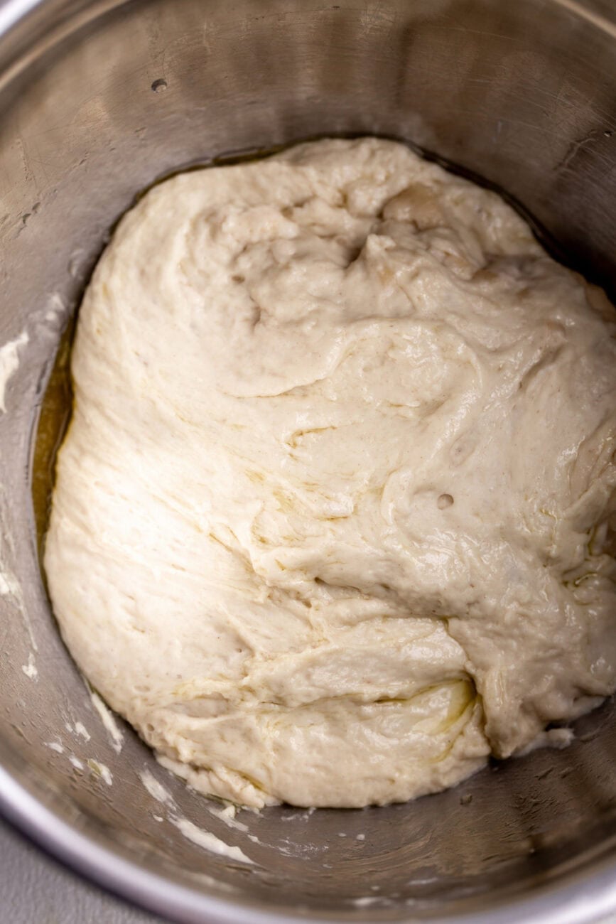 homemade pizza dough rising.