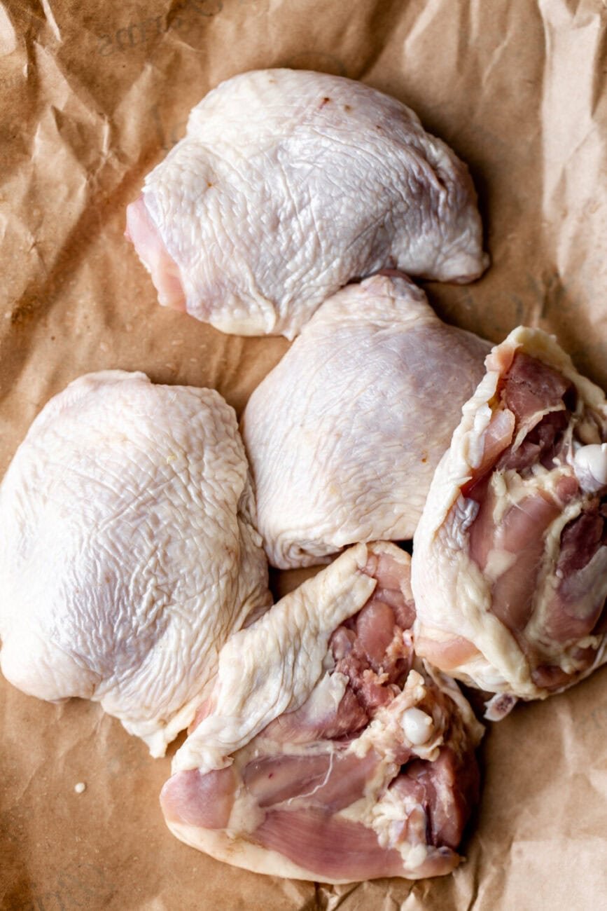bone in skin on chicken thighs.