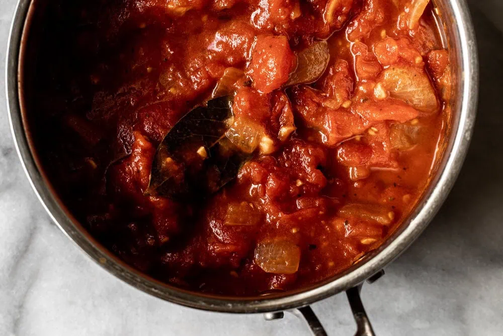 homemade marinara sauce in pot