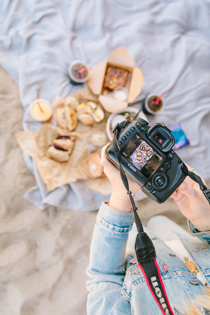 camera taking photo of picnic