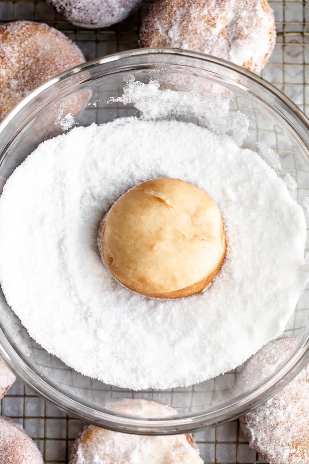 Classic Yeasty Jelly Filled Donuts tossed in sugar