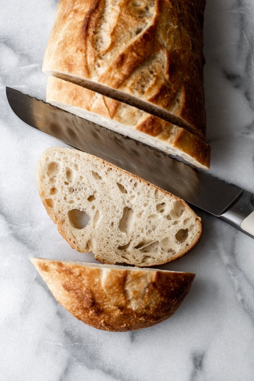 thinly sliced bread for toasts. 