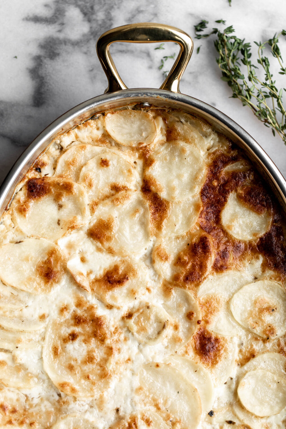Dauphinoise Potatoes cooked in baking dish