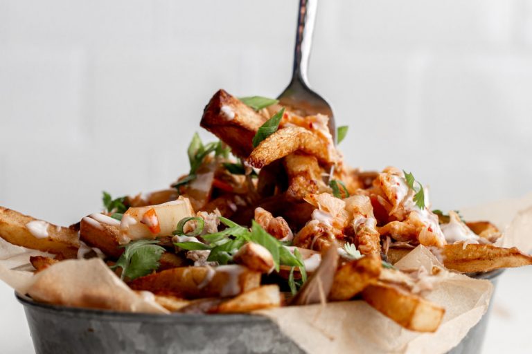 Fat Fries Duck Fat Fries with Duck Confit & Kimchi - Cooking with Cocktail Rings