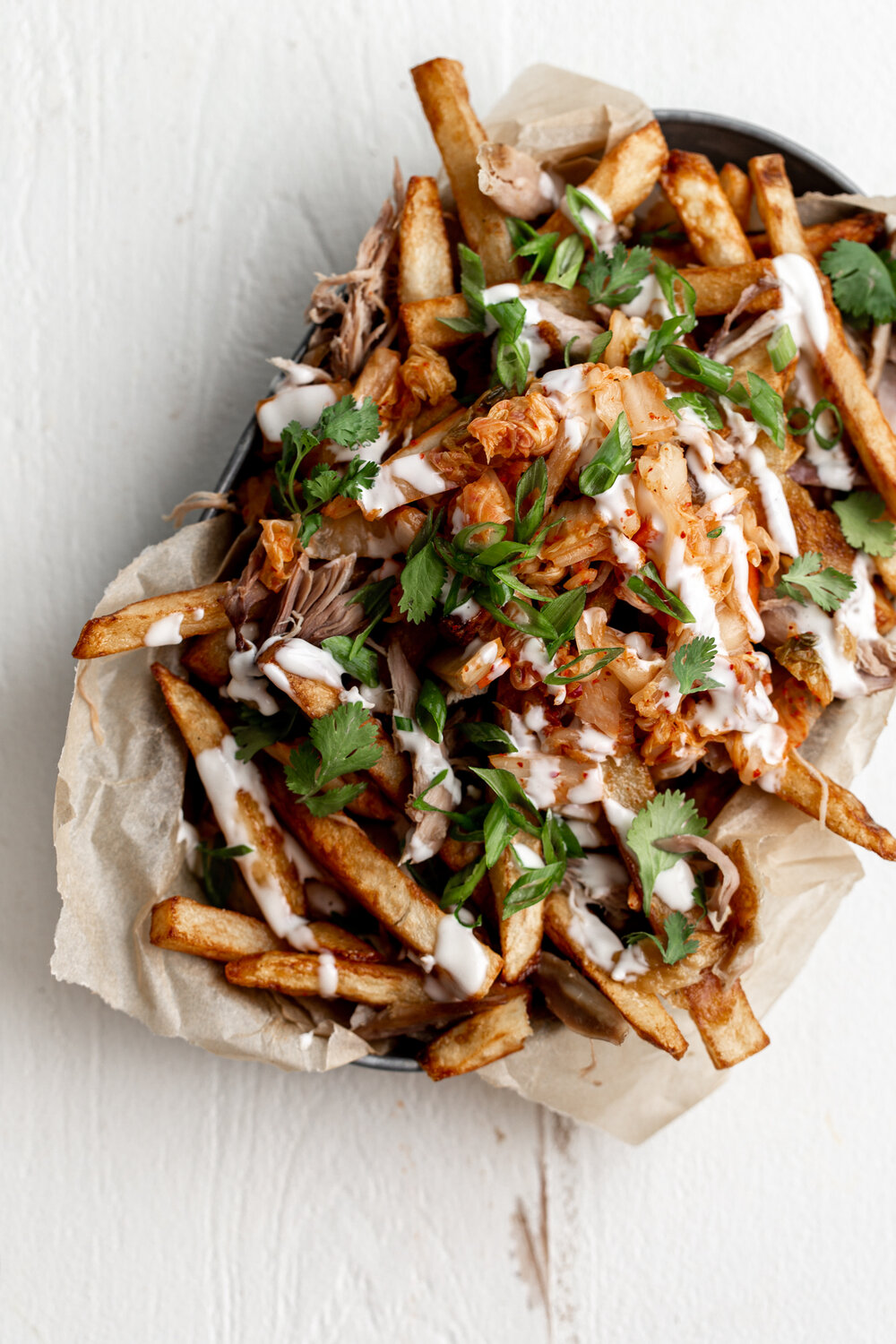 Duck Fat Fries with Duck Confit & Kimchi recipe 