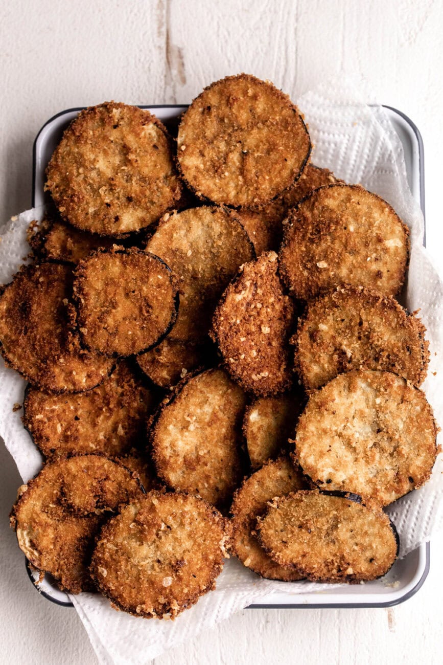 crispy fried rounds of eggplant.