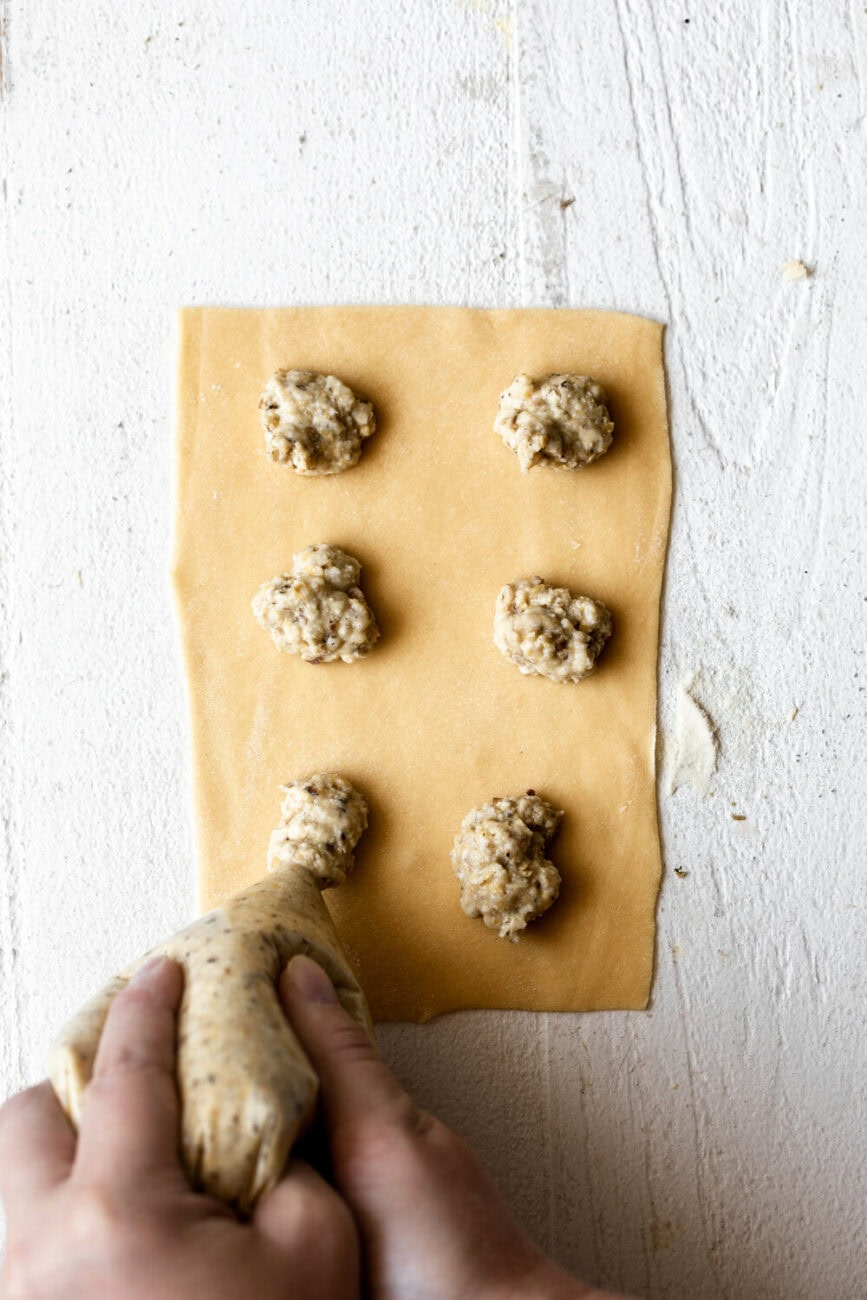 filling homemade ravioli.