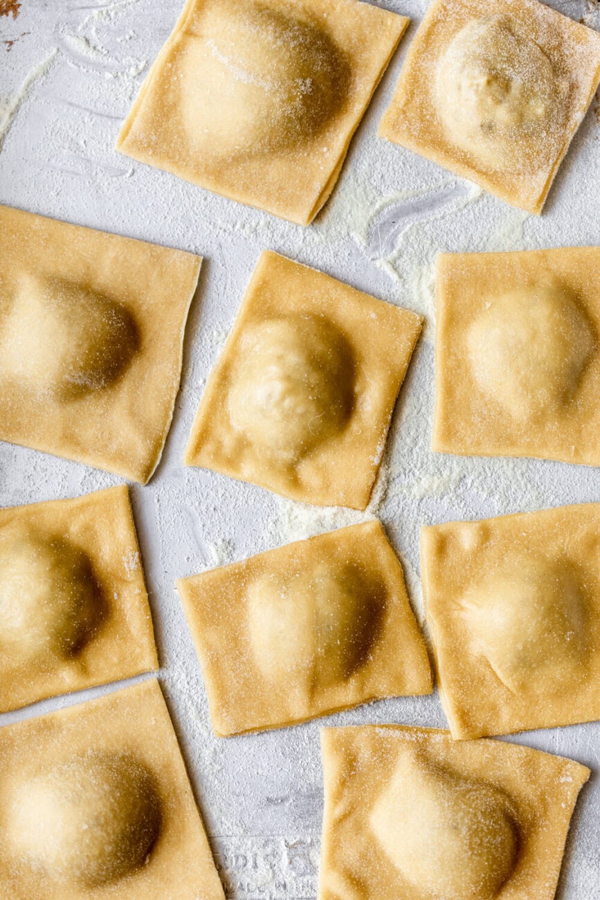 homemade elote ravioli.