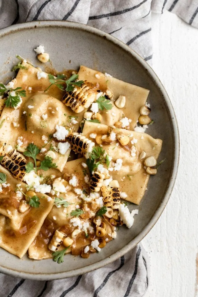 Elote-Style Sweet Corn Ravioli in Chili Butter Sauce | End of Summer Food Ideas