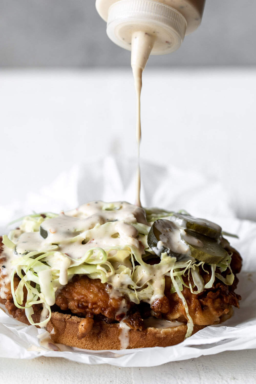 Fried Chicken Sandwich with Alabama White Sauce recipe