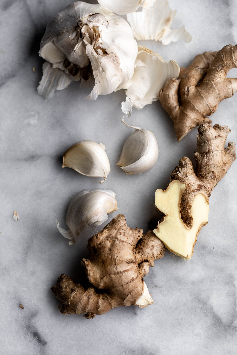 heads of garlic and knob of ginger