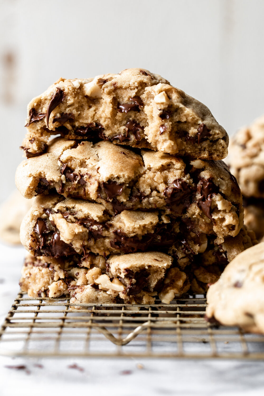stack Giant Chocolate Chip Walnut Cookies