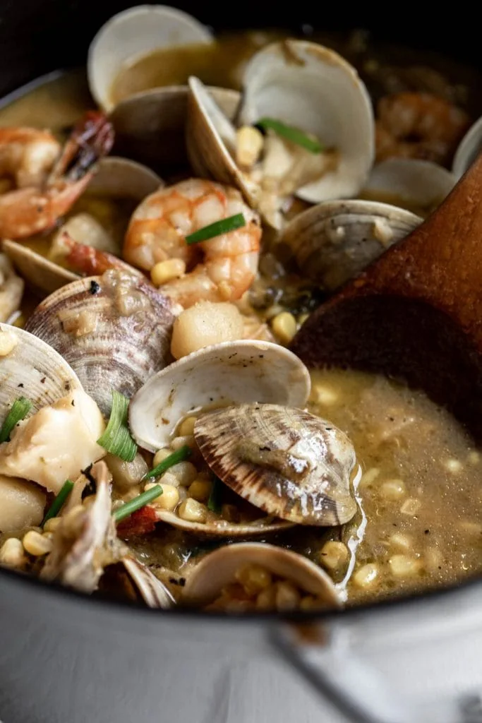 Green Chili and Corn Seafood Chowder