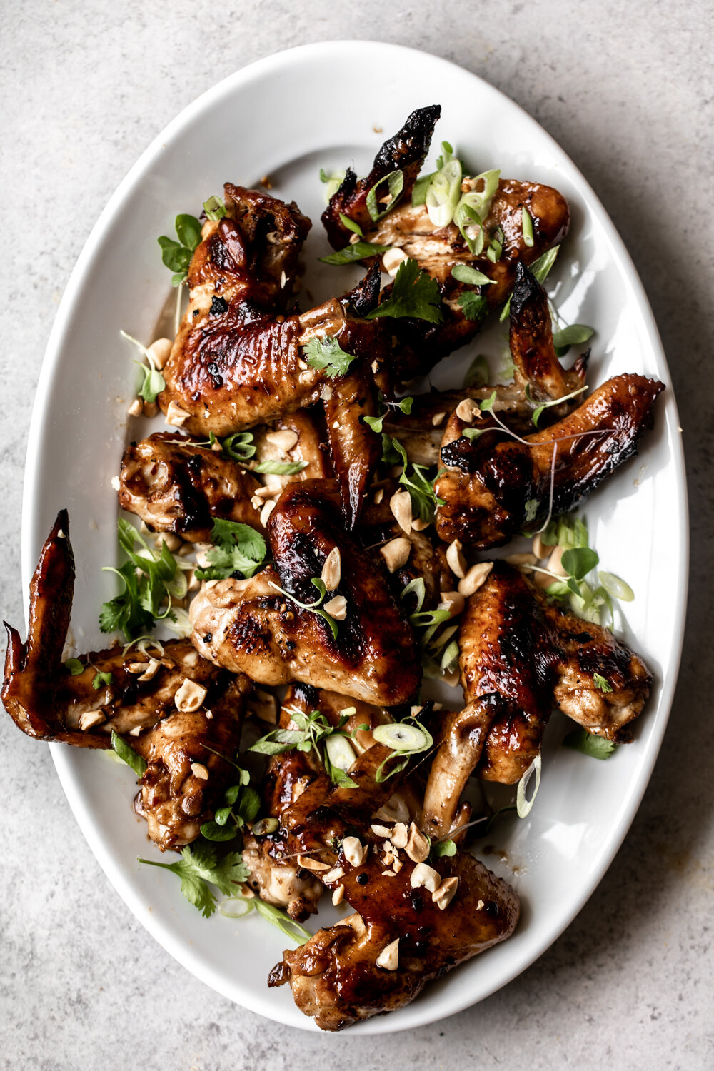 Grilled Garlic Soy Chicken Wings with Herbs & Peanuts recipe