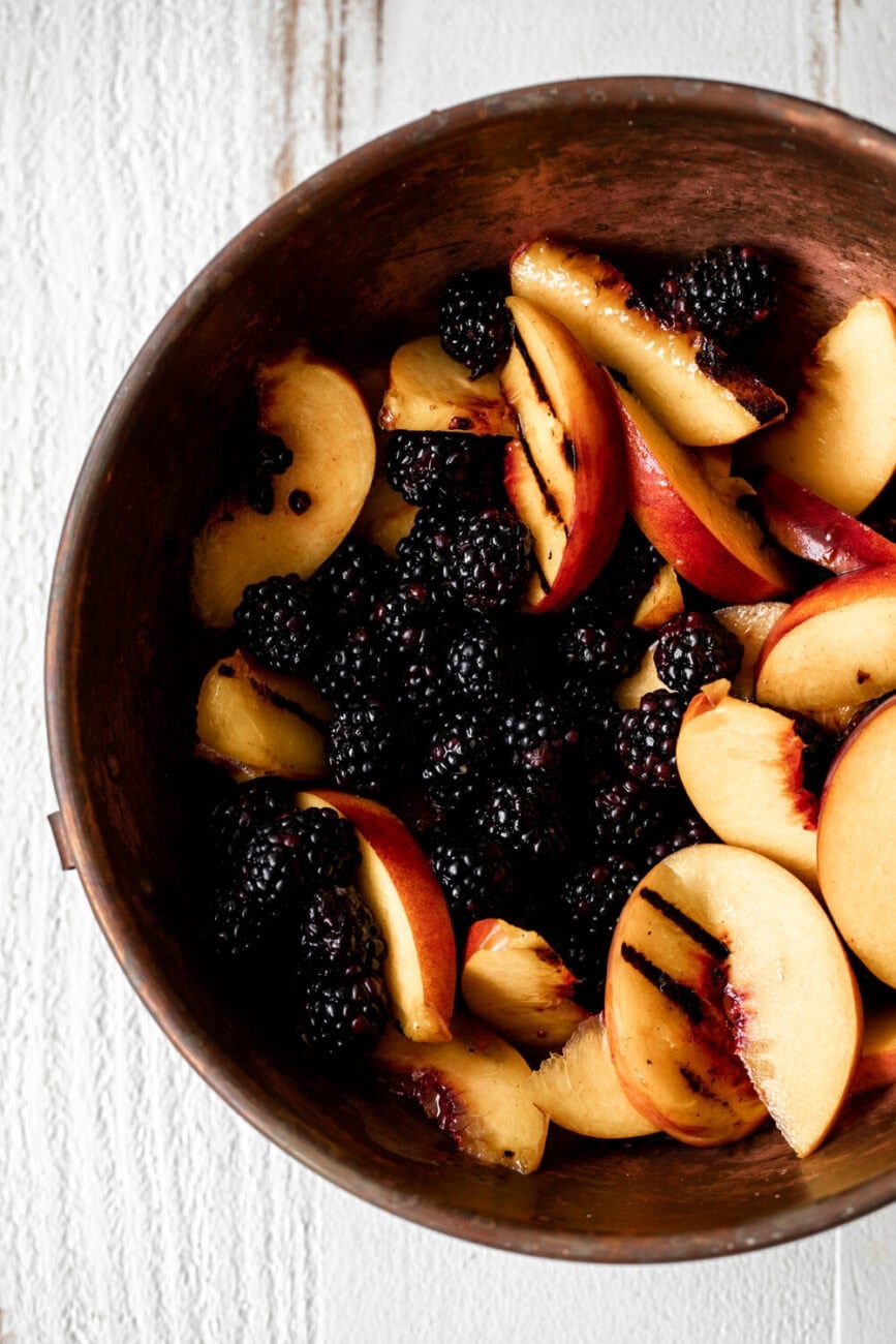 blackberries and grilled peaches.