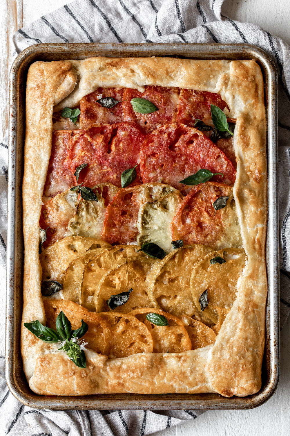 Heirloom Tomato Galette with Caramelized Onions & Ricotta baked