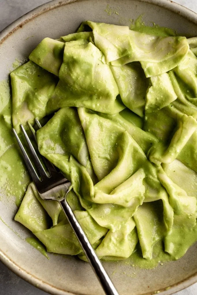 Homemade Handkerchief Pasta with Creamy Pesto
