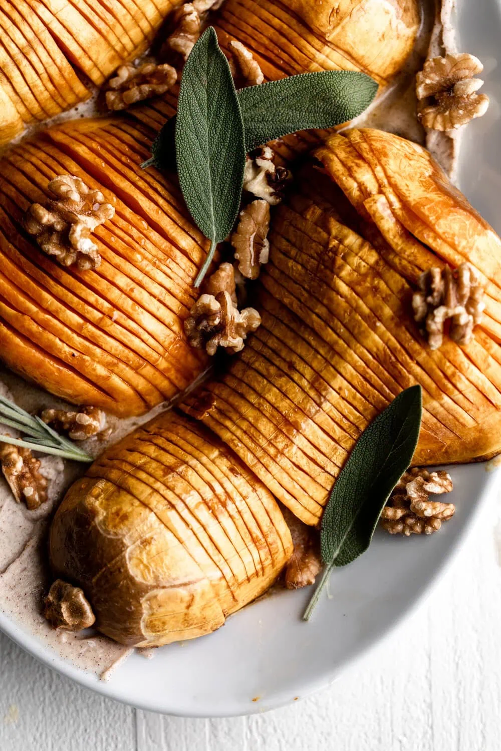 Honey Glazed Hasselback Butternut Squash with Cinnamon Mascarpone Spread side recipe 