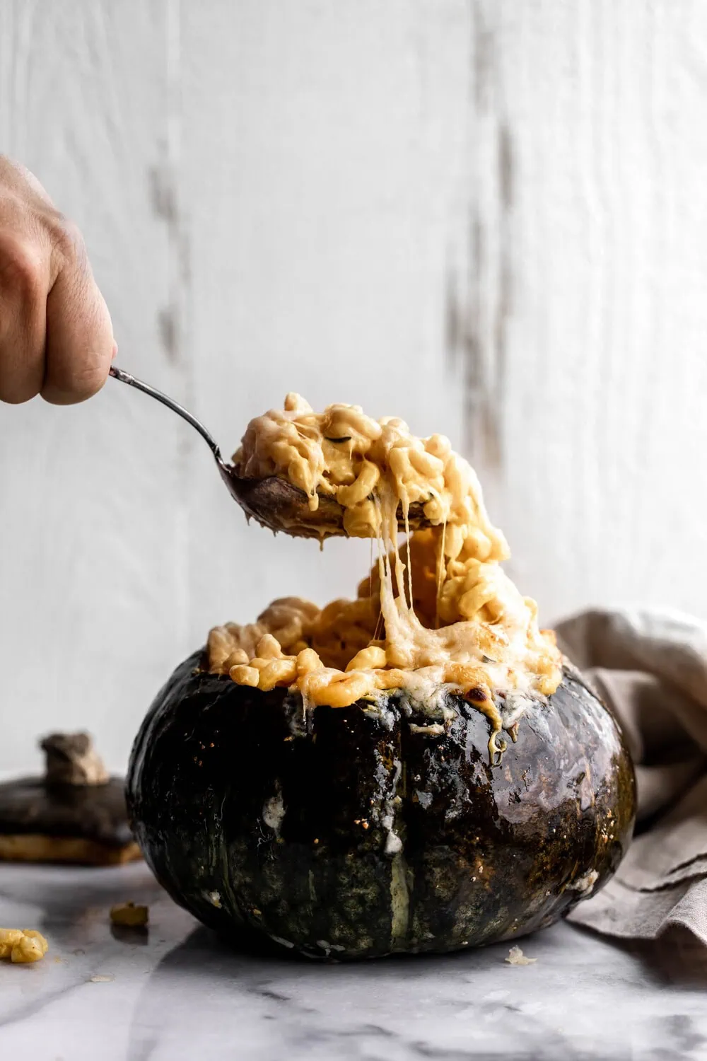 Kabocha Squash Mac and Cheese listing pasta out of squash
