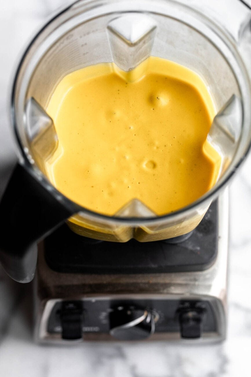 kabocha squash sauce pureed in blender.