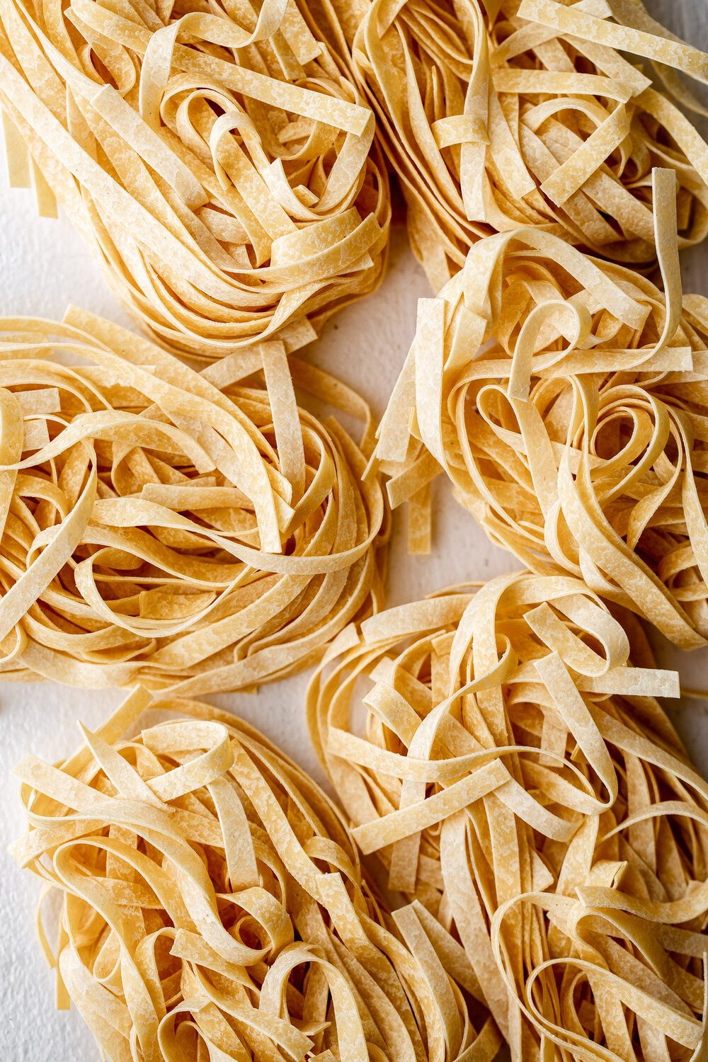 nests of tagliatelle pasta