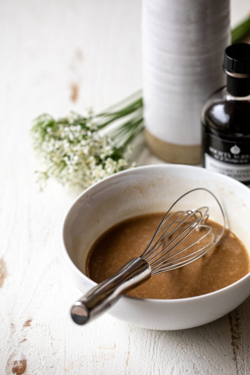 balsamic vinaigrette in bowl.
