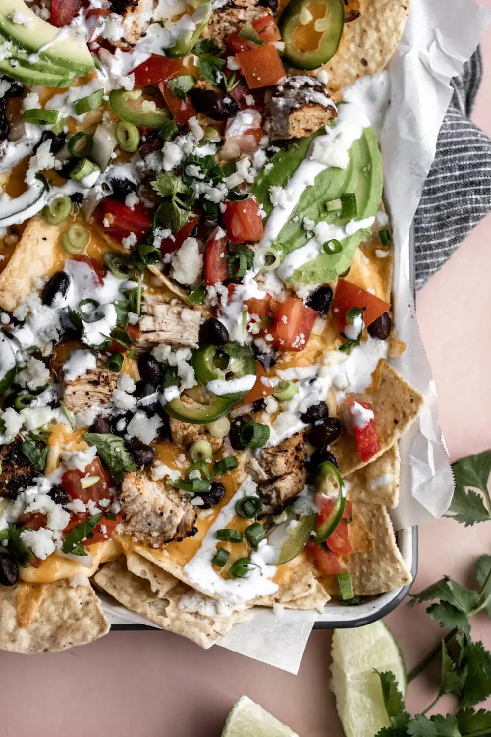 Loaded Three-Cheese Chicken Nachos recipe