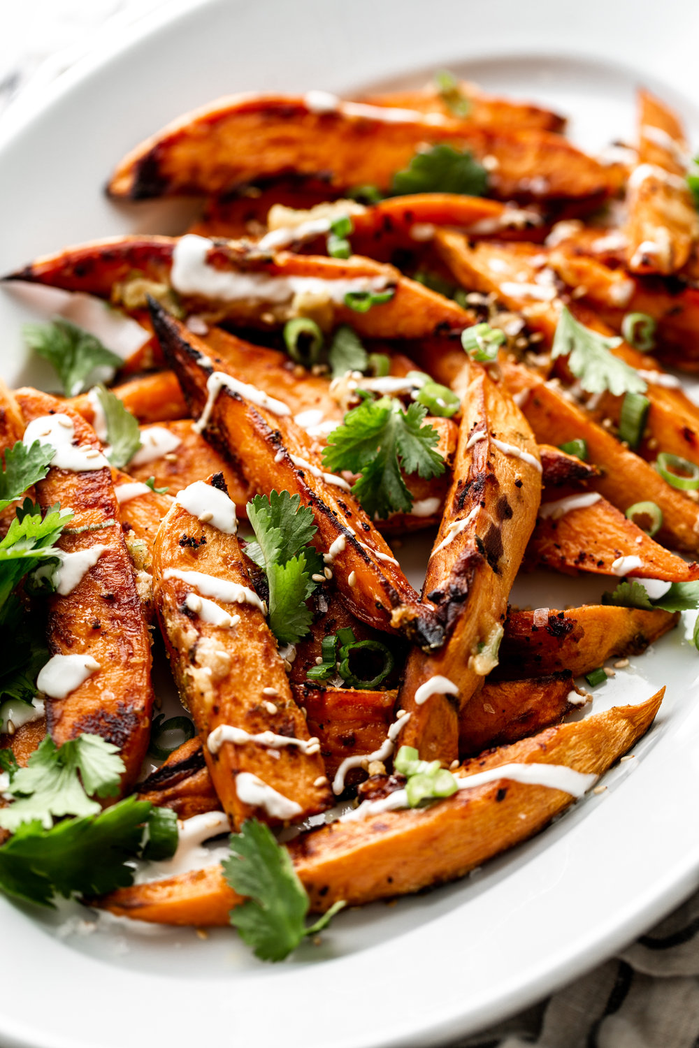 oven roasted sweet potato recipe with miso butter for a unique and delicious versatile root vegetable side dish