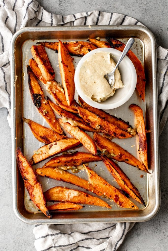 Miso Butter Sweet Potato Spears Cooking with Cocktail Rings