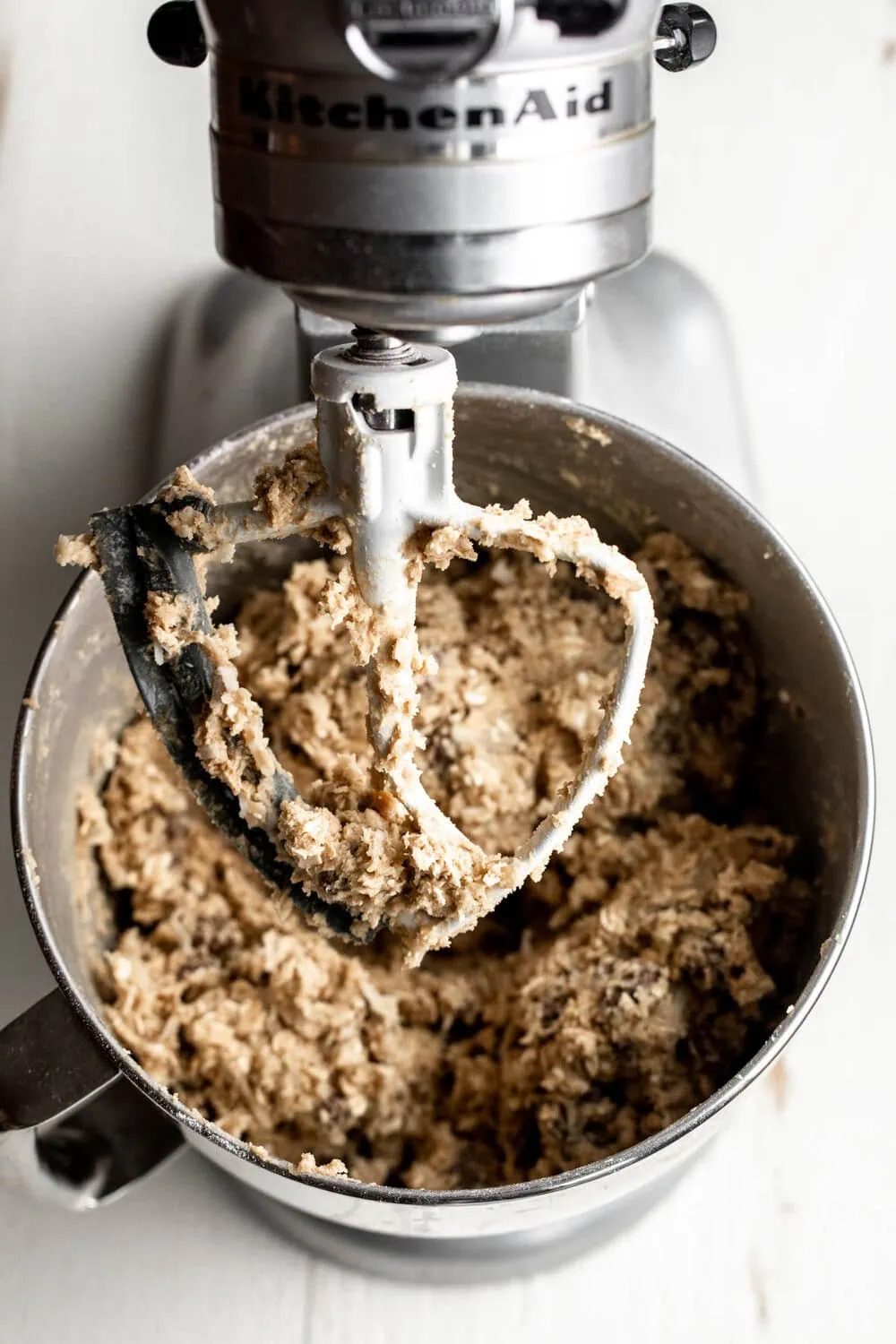 Oatmeal Cookies dough in mixer