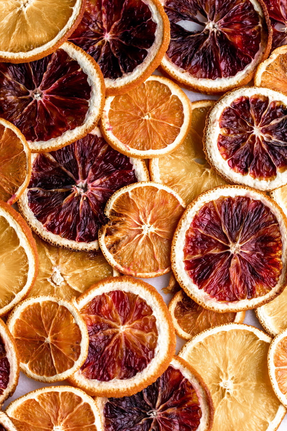 dried blood orange, orange and grapefruit