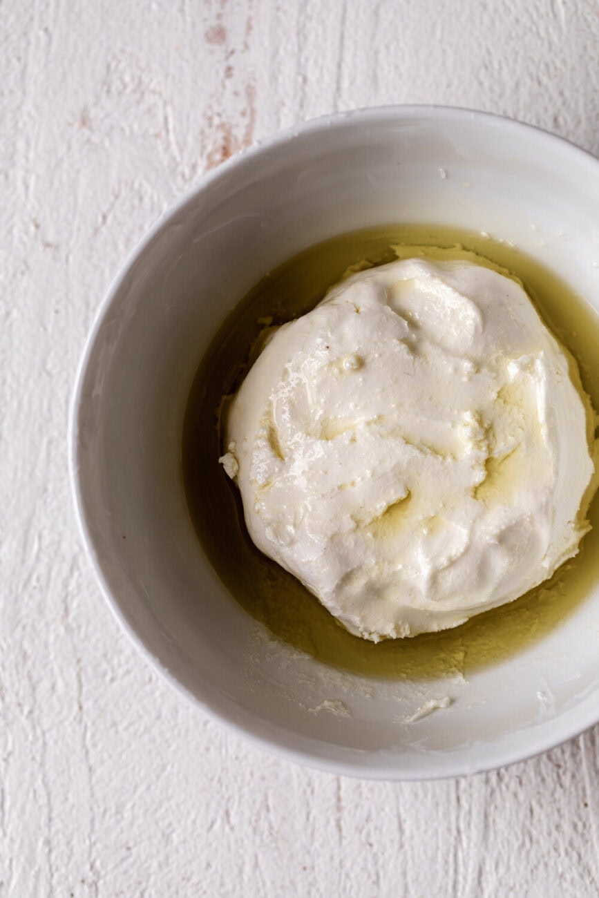 olive oil marinated goat cheese.