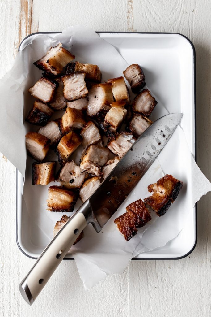 Roast Pork Belly Sandwich with Yellow Coconut Curry Sauce & Thai