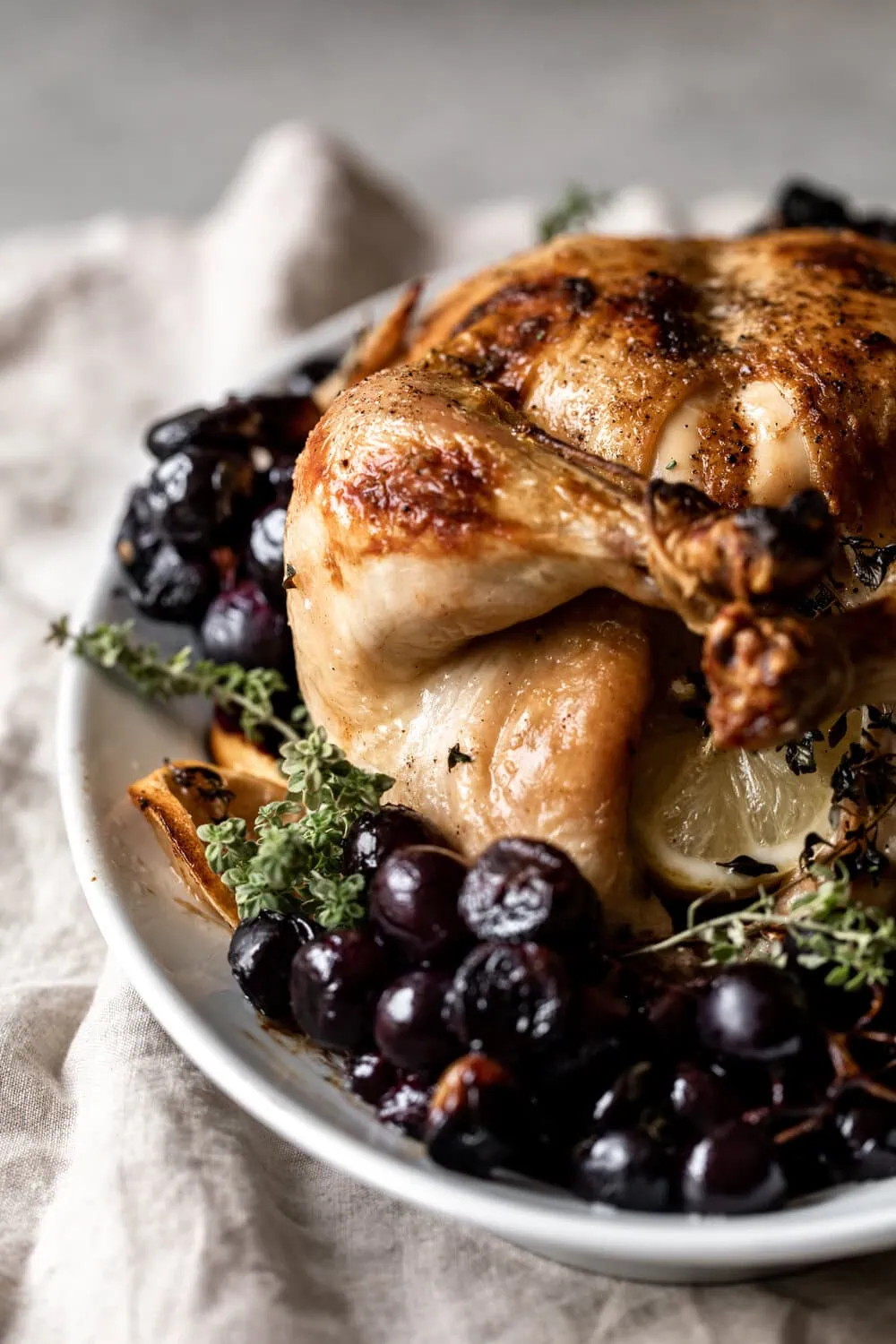 Roasted Chicken with Grapes and Thyme recipe 