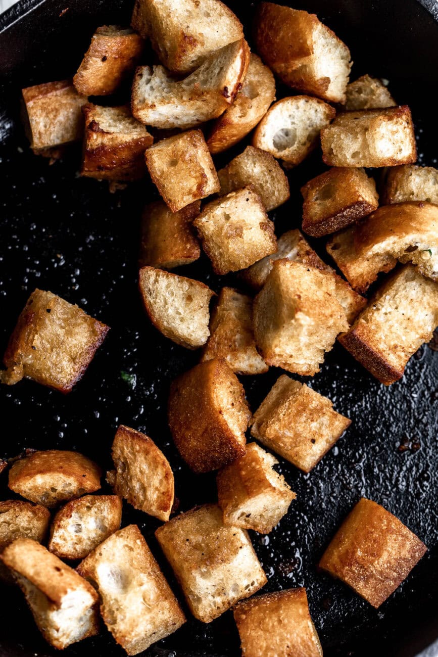 toasted croutons in butter.