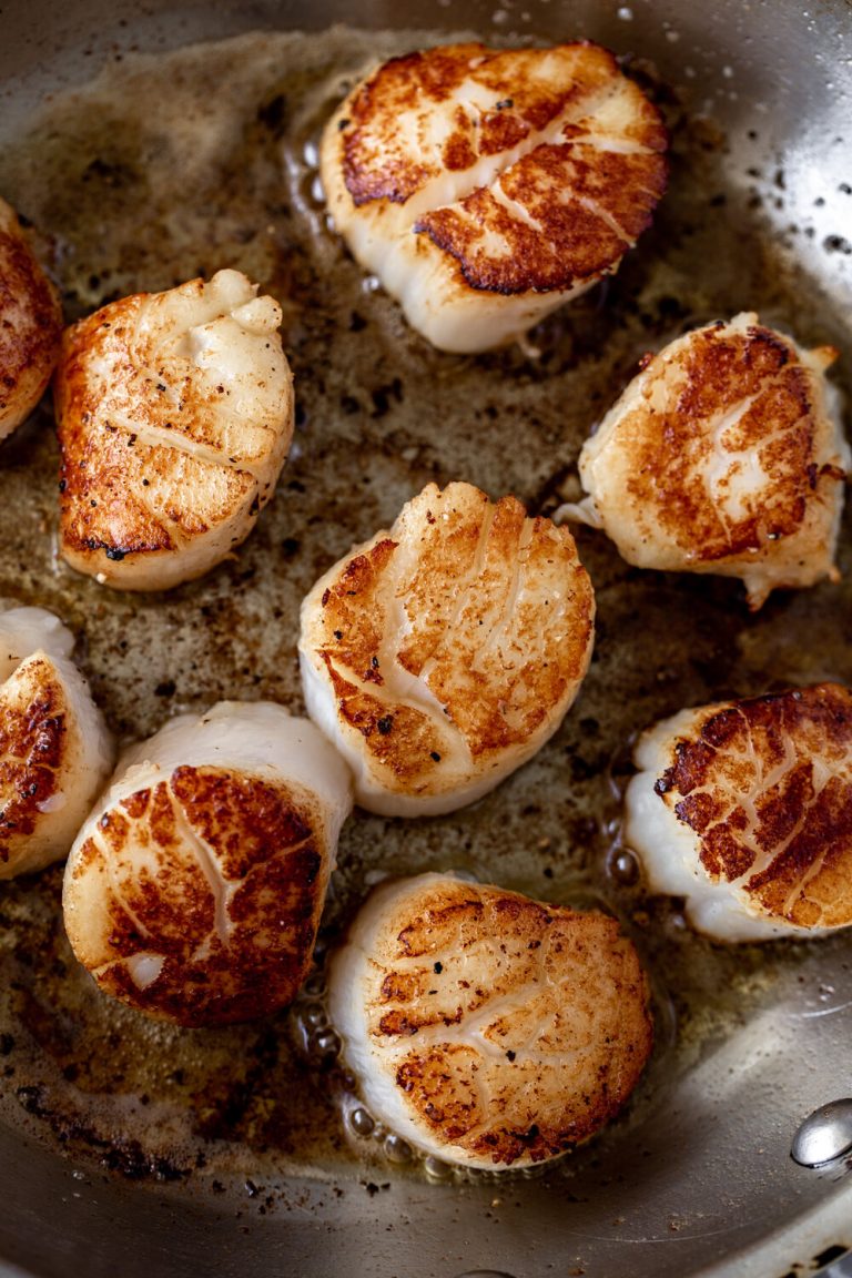 Seared Scallops with Green Apple Slaw, Roasted Potatoes & Lemon Butter