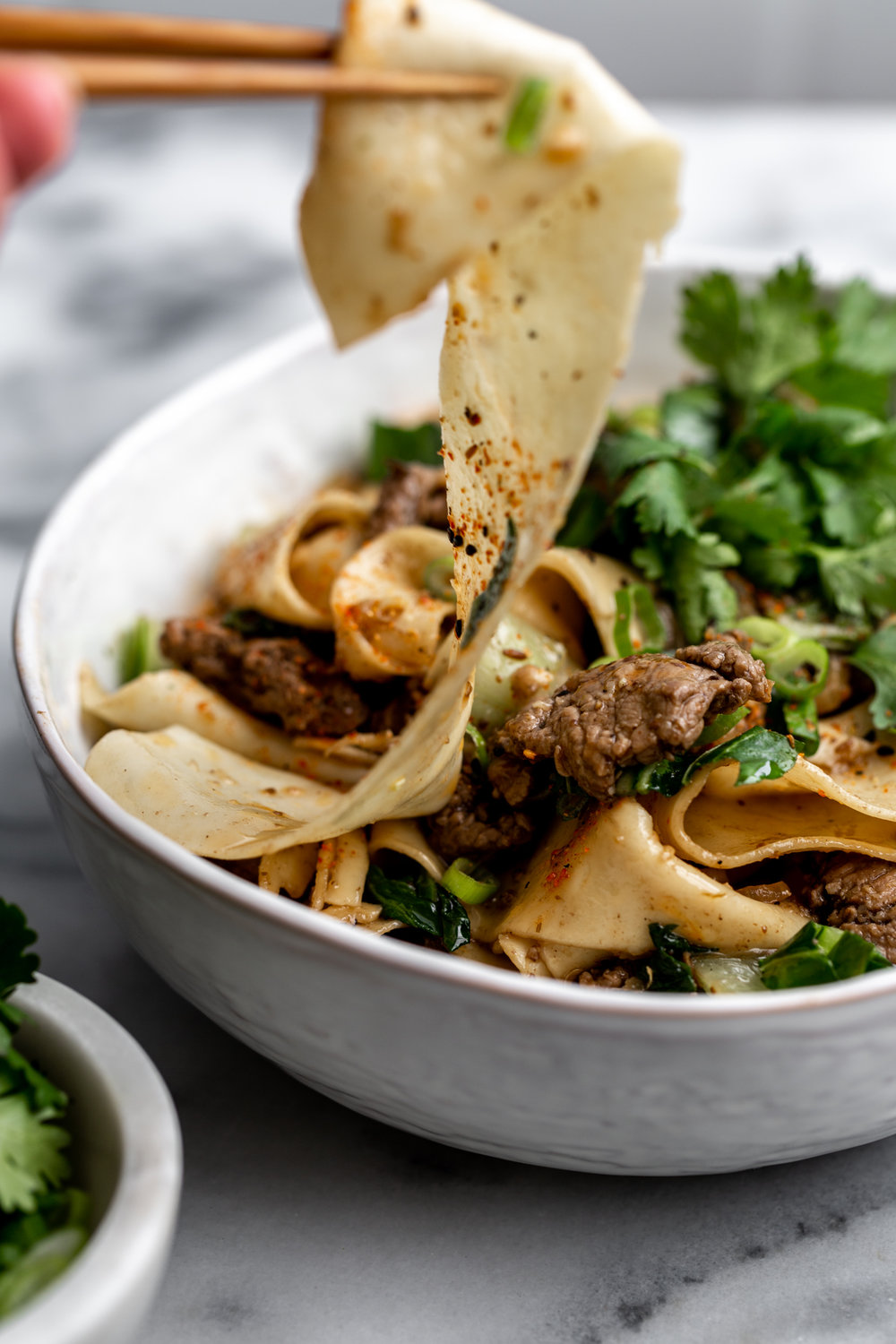 Sichuan-Style Spicy Cumin Lamb Noodles noodle pull