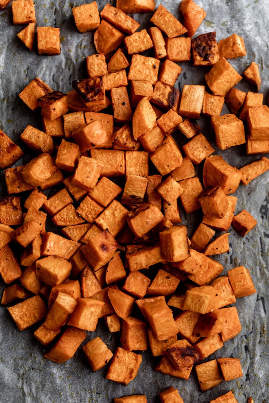 roasted diced sweet potatoes