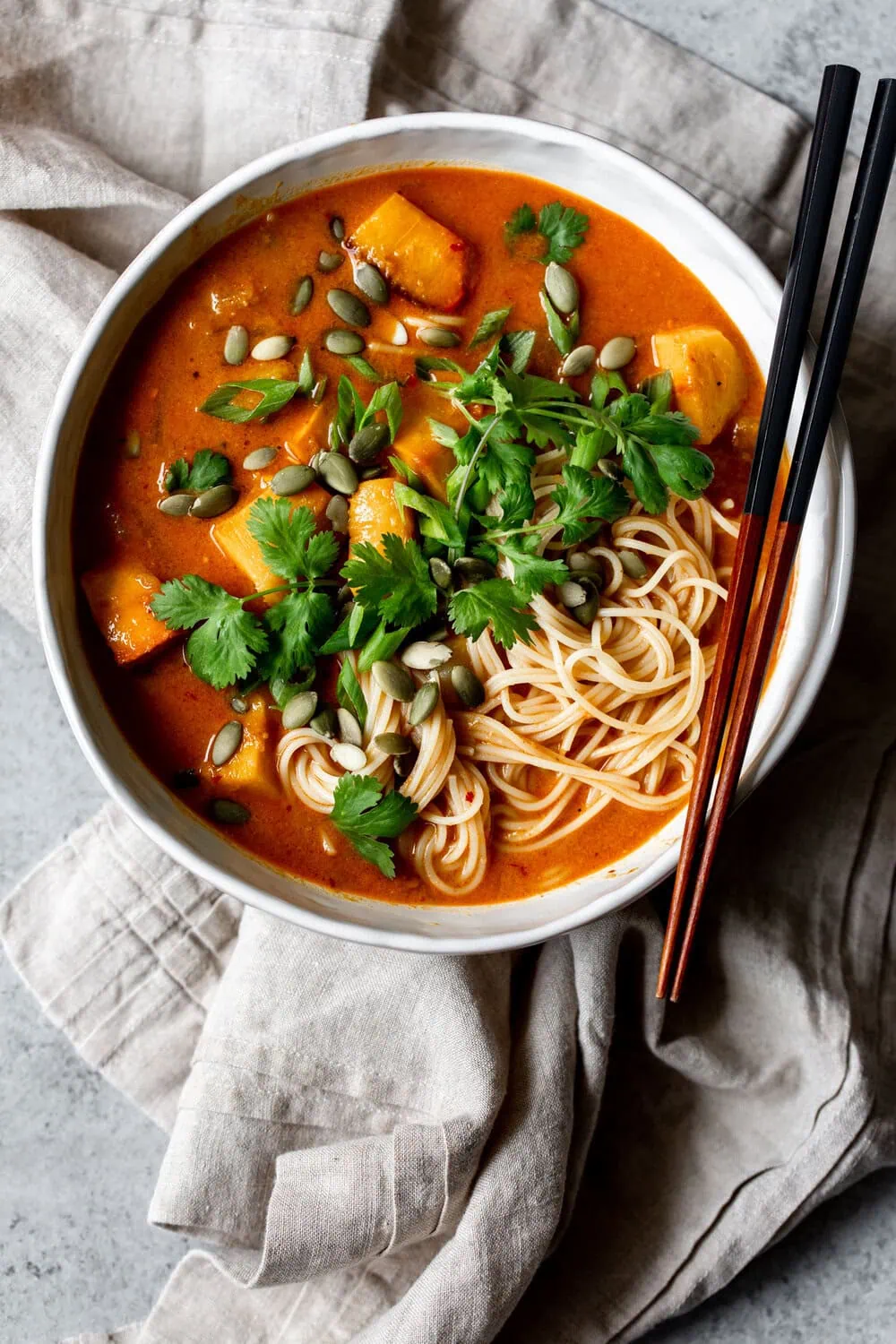 coconut milk and nutty roasted pumpkin and the slightly spicy red curry paste