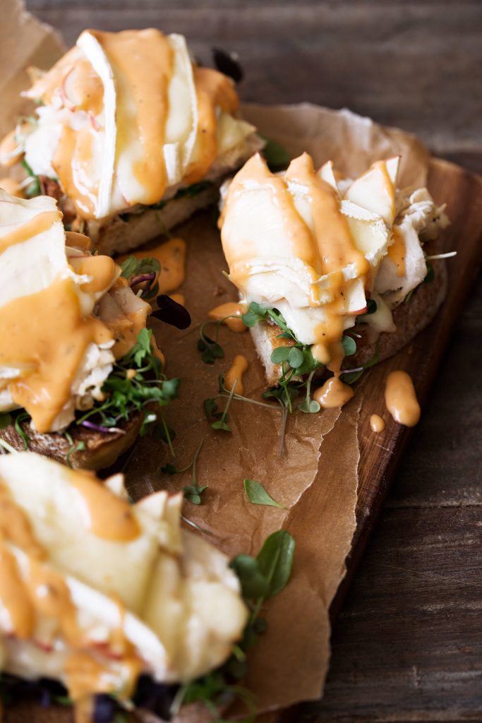 Turkey, Apple and Brie Open-Face Sandwiches 