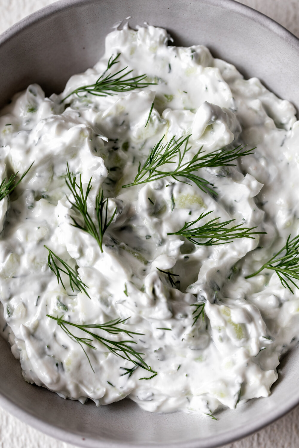 Tzatziki yogurt dip made with cucumber and dill