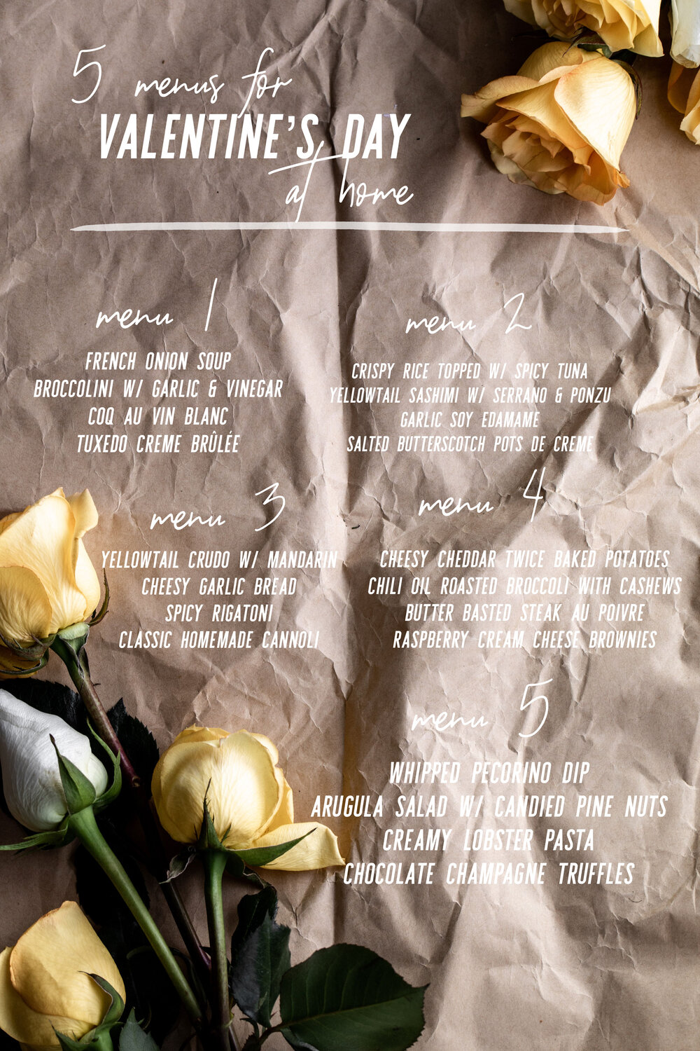 Menus for Valentines Day at Home