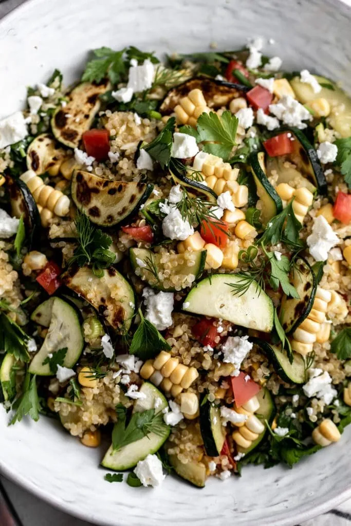 Vegetable Quinoa Salad with Honey Lemon Vinaigrette for Summer at the Farmer’s Market