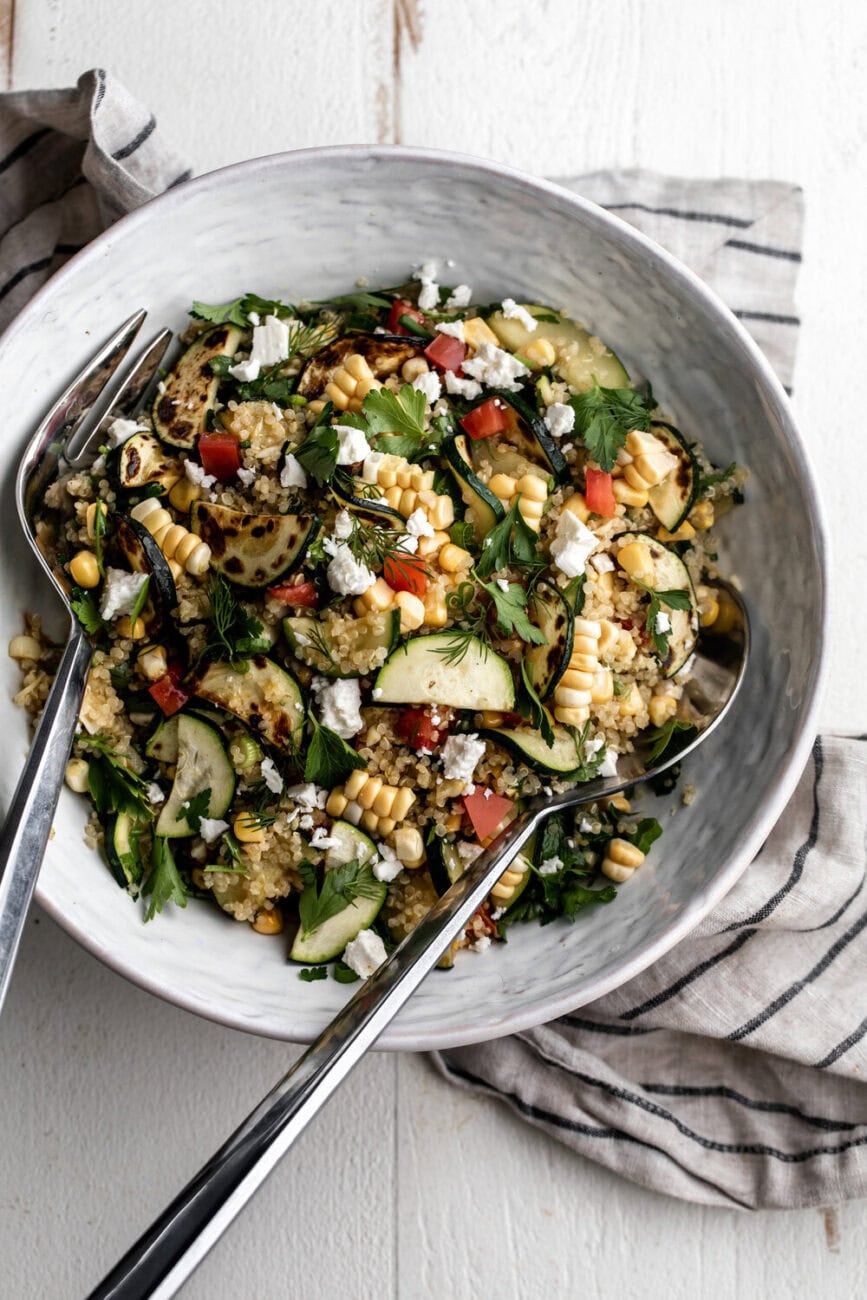 Vegetable Quinoa Salad with Honey Lemon Vinaigrette summer recipe.
