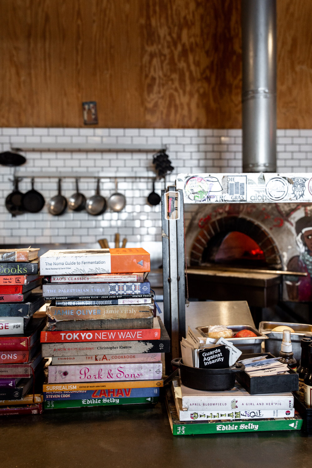 cookbooks and wood fired oven