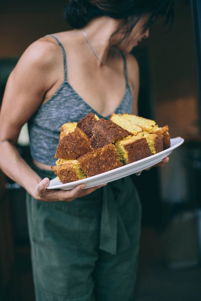 stacked jalapeño cornbread.