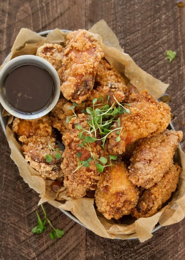 Fried Chicken and Waffle Wings with Bourbon Maple Syrup