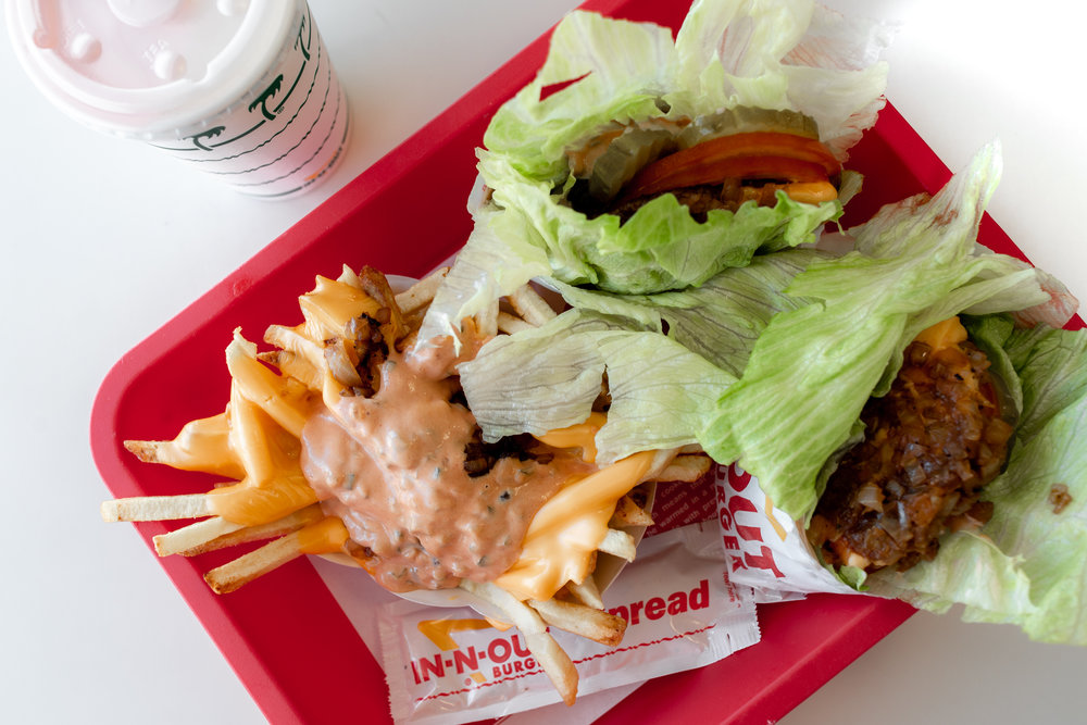 in n out protein-style animal-style cheeseburgers