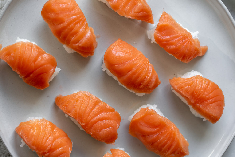 homemade salmon sushi 