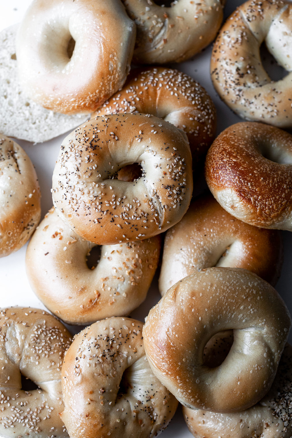 dozen assorted bagels cooking with cocktail rings